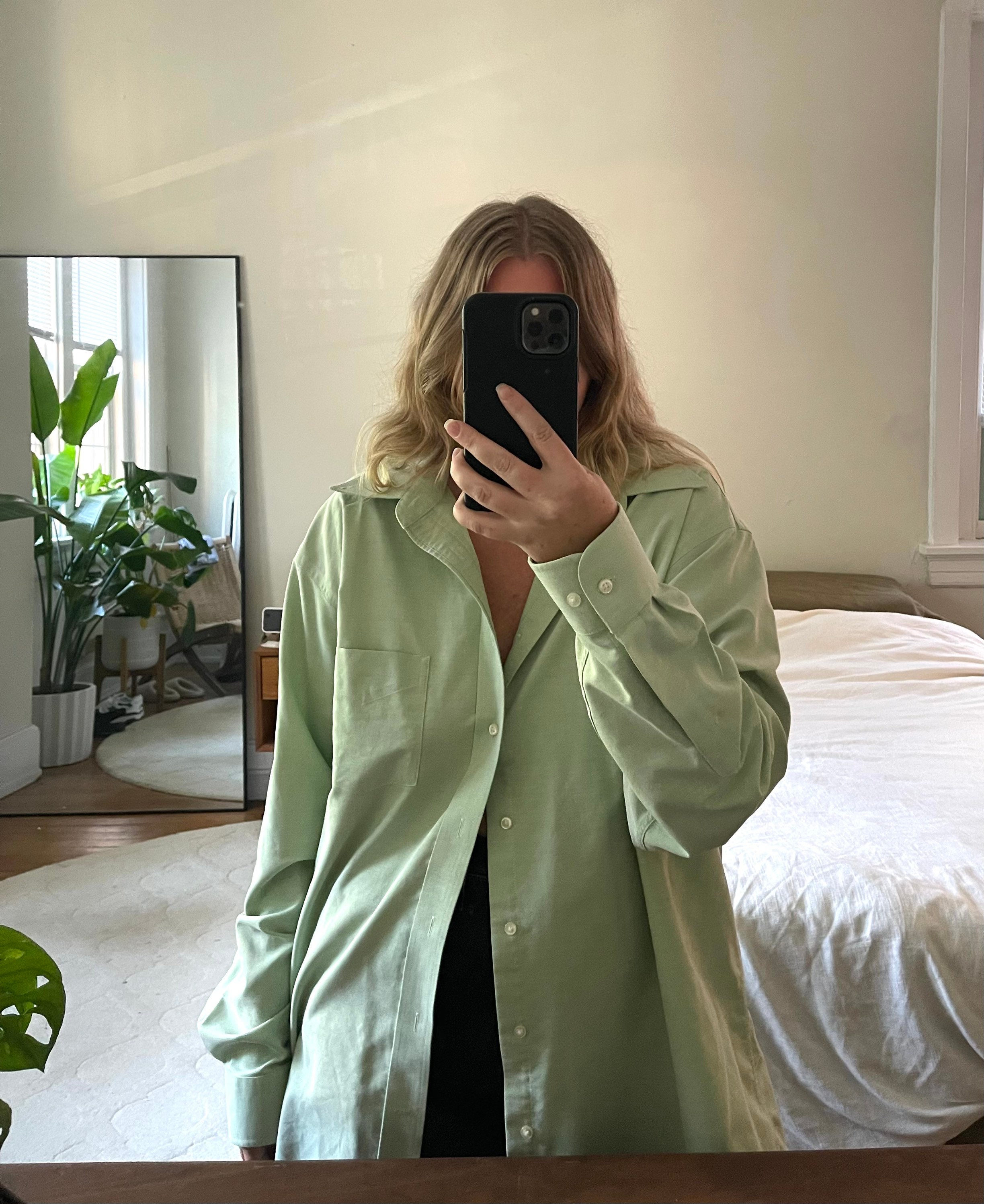 Vintage Button Down Sage Shirt Oversized Shirt Oversized - Etsy