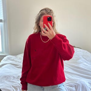 Vintage Roter übergroßer Pullover, roter Pullover, Übergroßer Pullover, Nautica