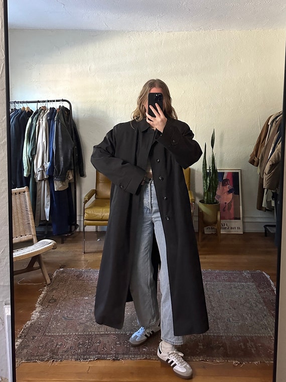 Vintage Dark Gray Trench Coat, dark gray trench, … - image 3