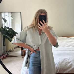 Vintage Ralph Lauren Green Oversized Shirt: Checkered Plaid Button-Down