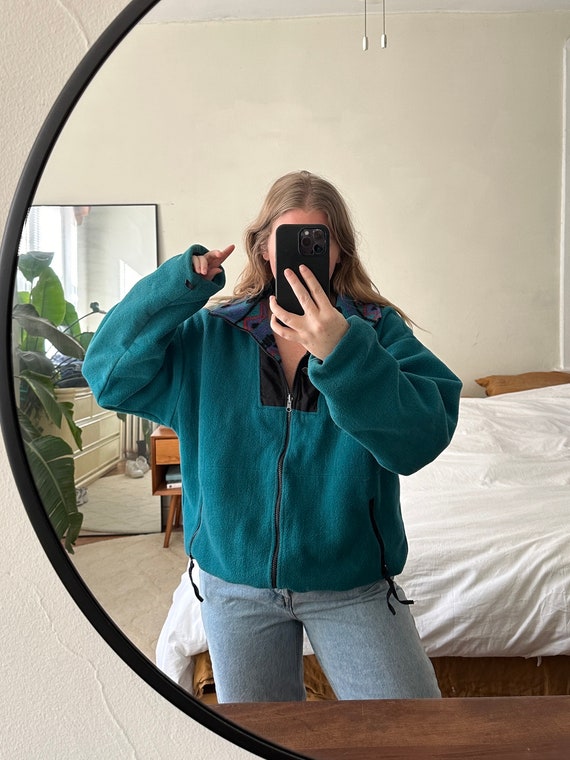 Vintage Tral Columbia fleece, teal fleece jacket,… - image 1