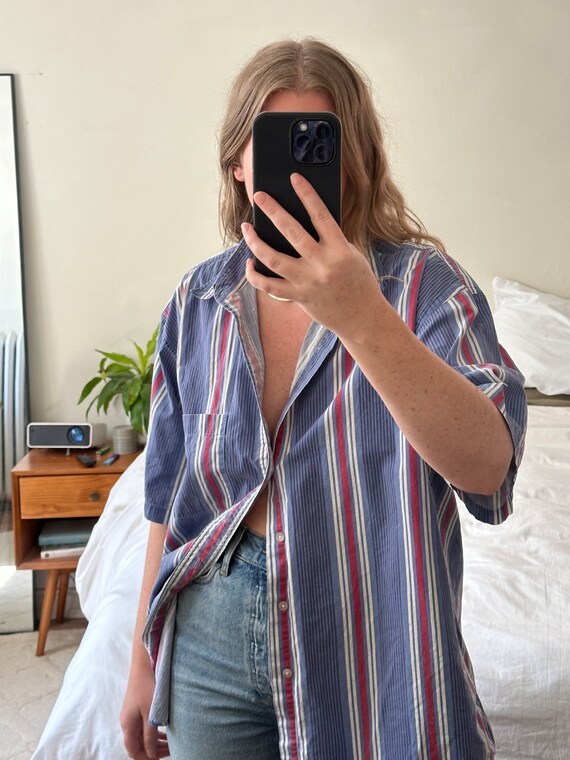 Vintage striped short sleeve Button Down, oversize