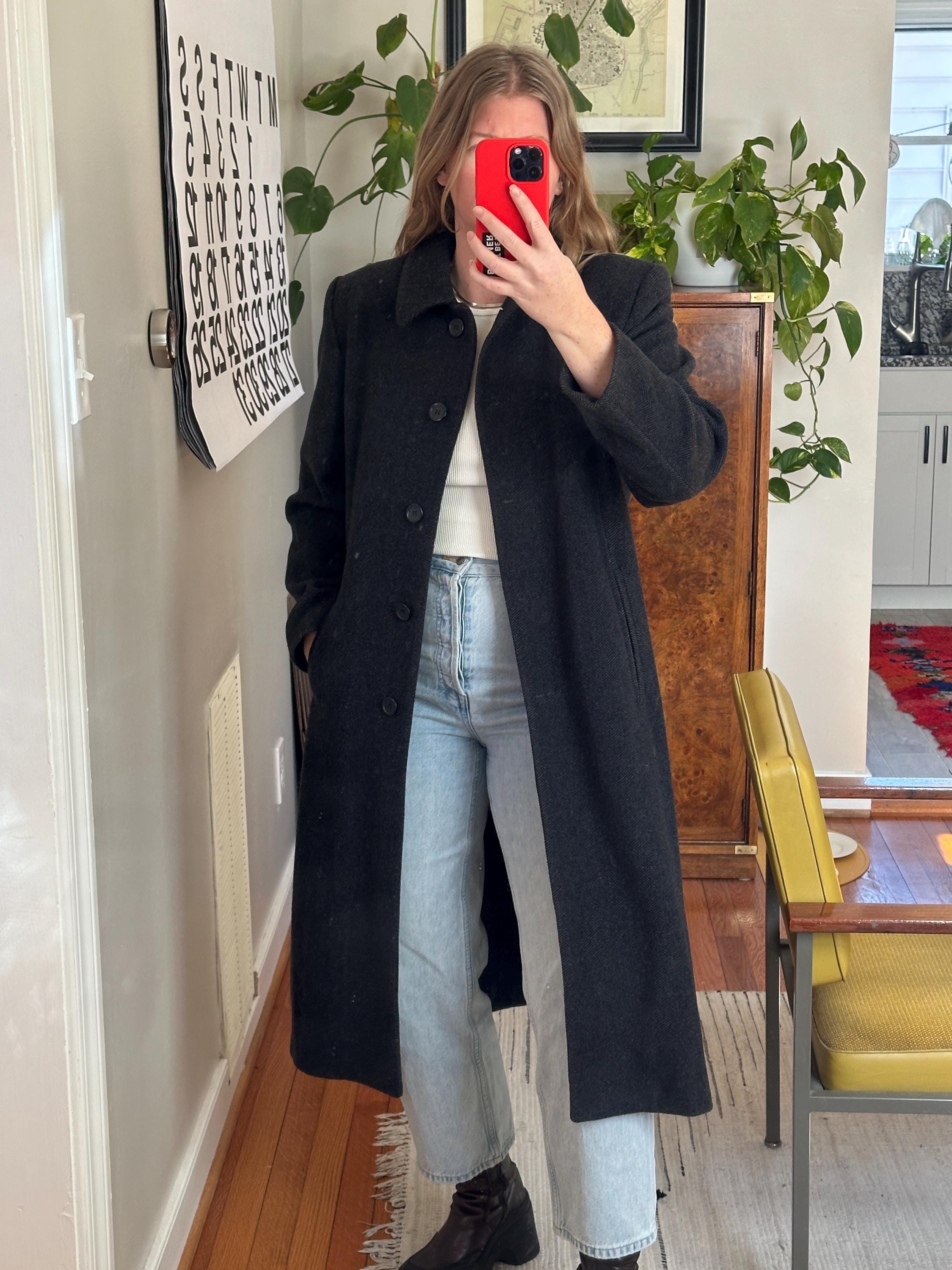 Vintage Liz Claiborne Herringbone Wool Cashmere Coat - Petite - Etsy