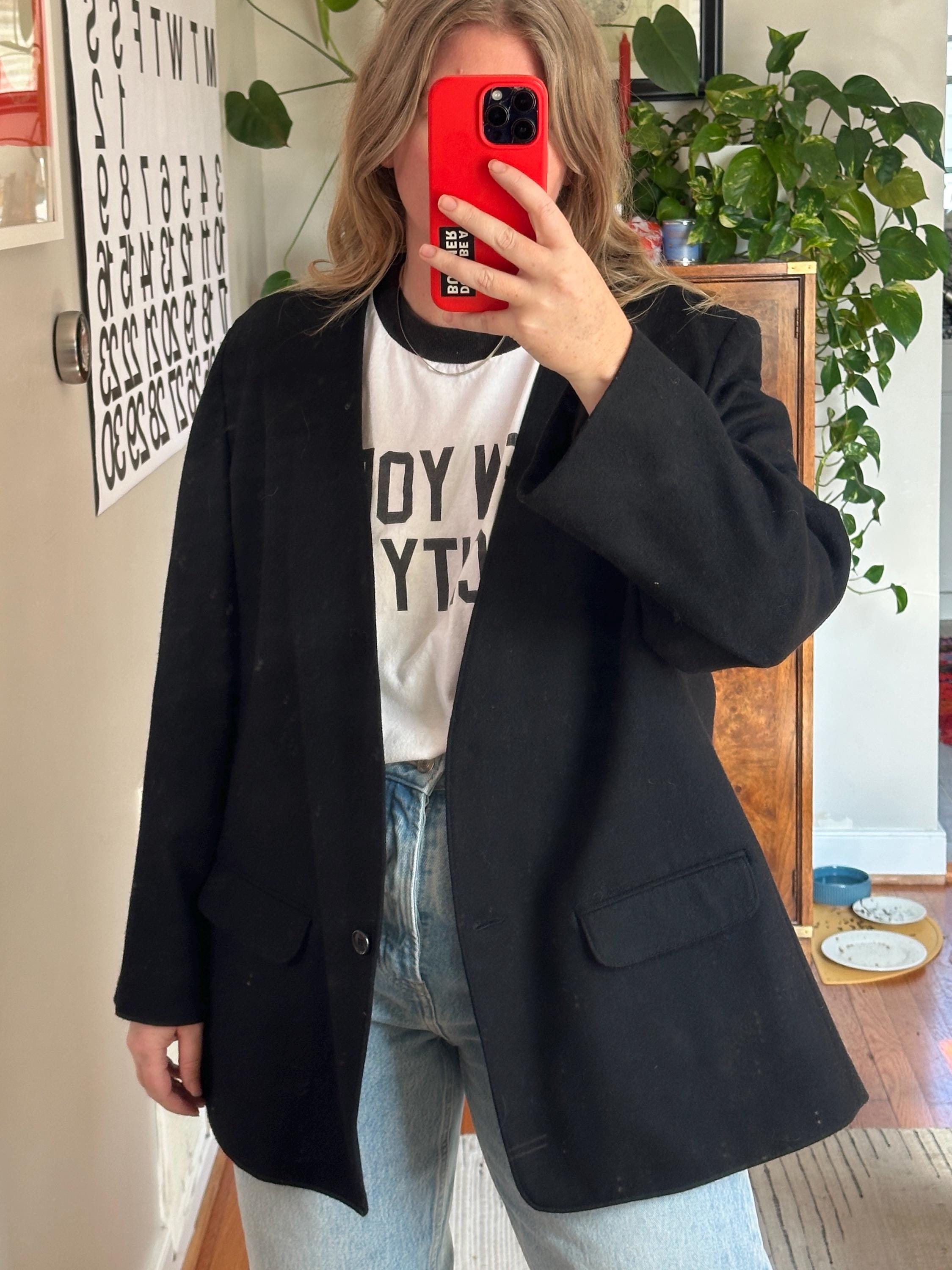 Collarless Wool Coat - Etsy