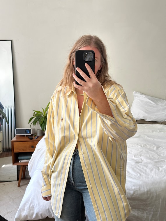 Ralph Lauren yellow striped button down, Oversized