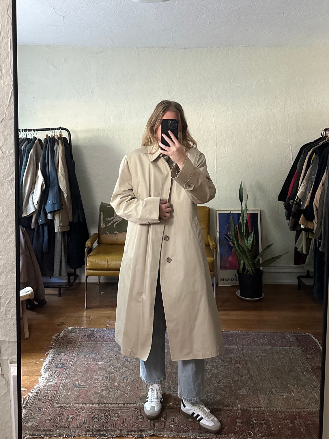 Vintage Beige Trench Coat L