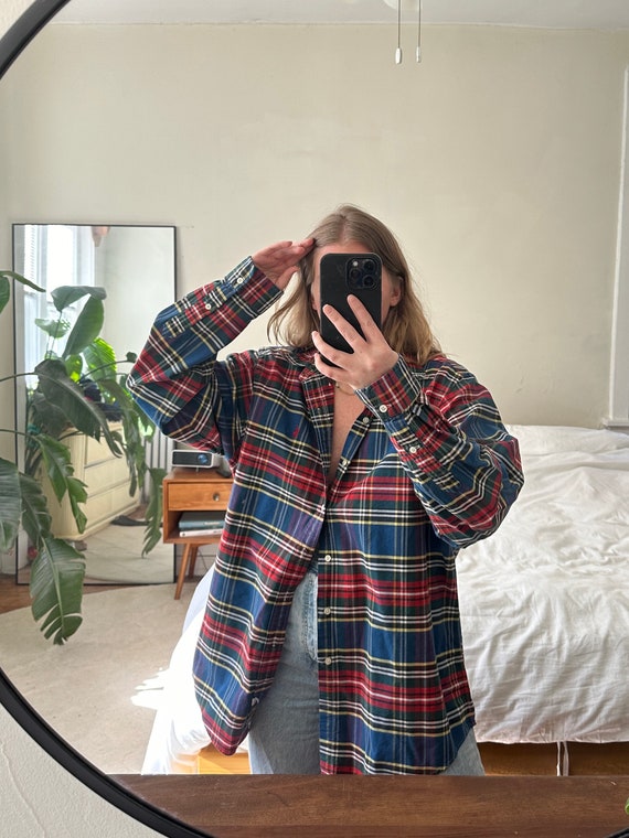 Ralph Lauren plaid Button Down, oversized red plai