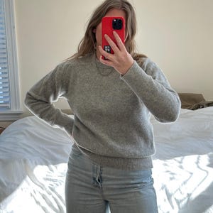 Vintage Gray wool Sweater, light grey fuzzy sweater, vintage clothing, gray pullover