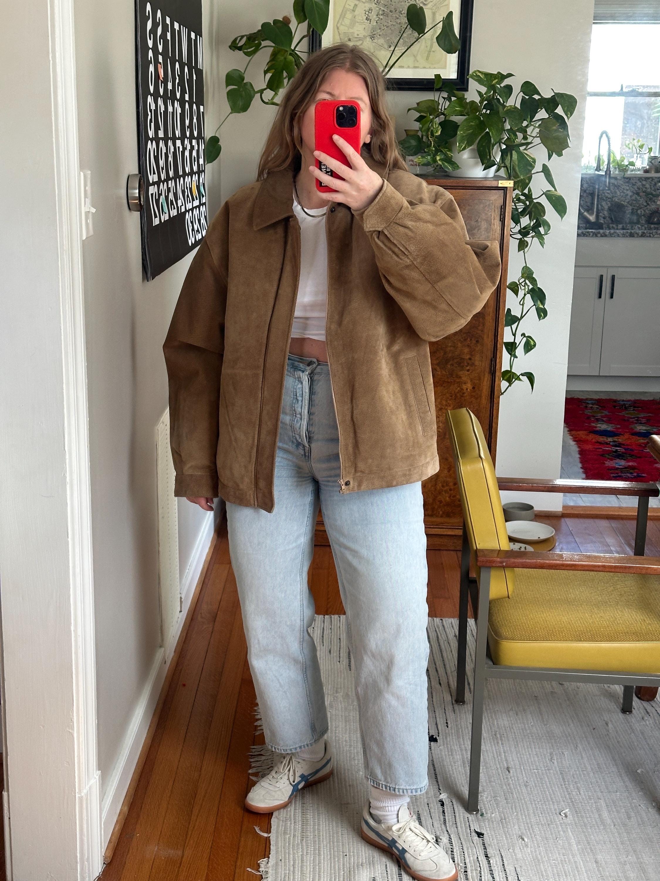 Bomber Jacket × Leather Jacket × Vintage 💥Vtg 90s Suede