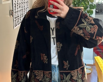 Vintage 90s Plant Print Zip up Fleece Jacket by Teddi - Etsy