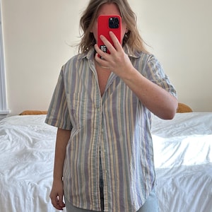 Camicia Oxford a righe vintage: camicia oversize multicolore con bottoni