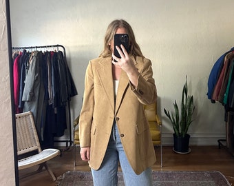 Vintage 70's Tan Suede Blazer, blazer de papá bronceado, blazer bronceado de gran tamaño, blazer de abuelo, blazer de novio