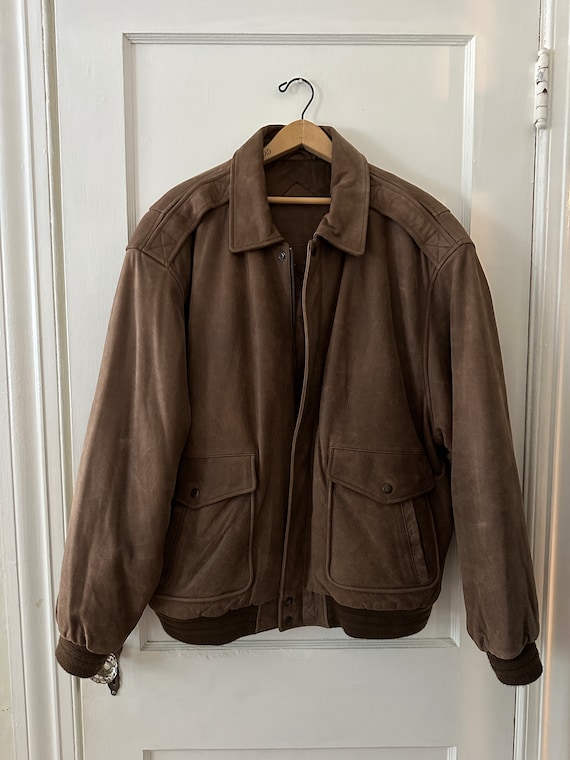 Vintage Brown Leather bomber jacket, oversized ja… - image 7