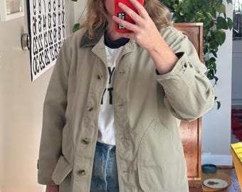 Vintage beige barn jacket: oversized chore style