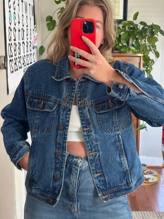 Vintage Bill Blass Dark Denim Jacket: 80s Oversized Jean Jacket - Etsy