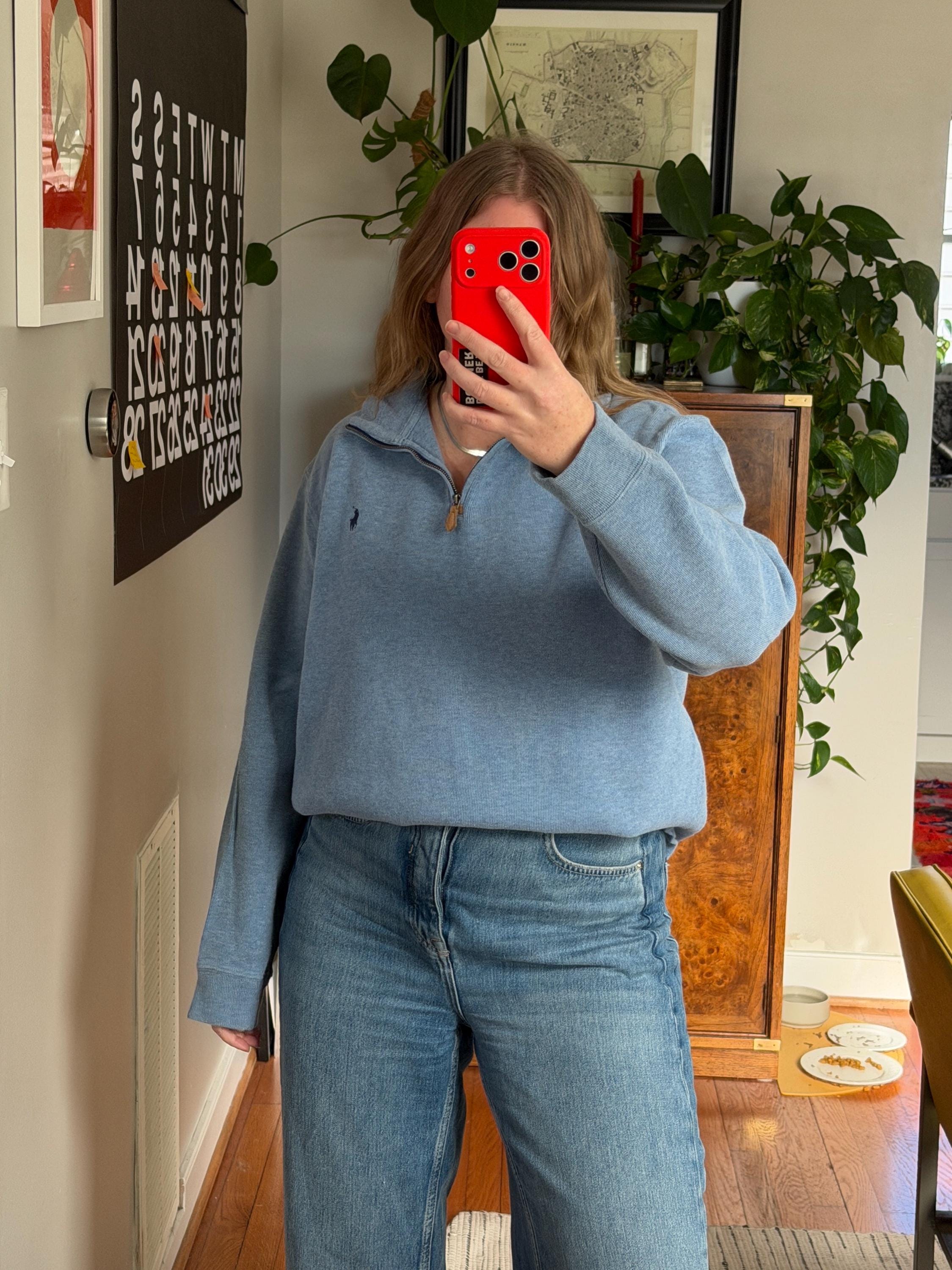 Ralph Lauren Light Blue Quarter Zip Sweater: 90s Fit, Cotton - Etsy