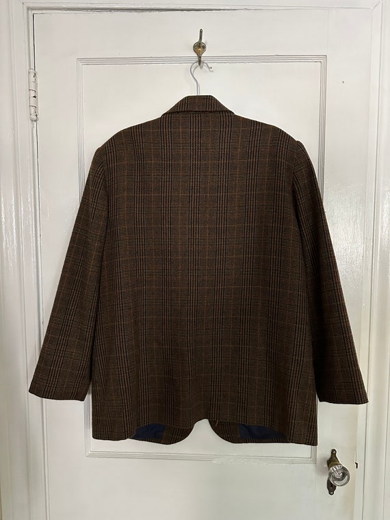 Vintage plaid wool Blazer, brown dad blazer, Over… - image 8