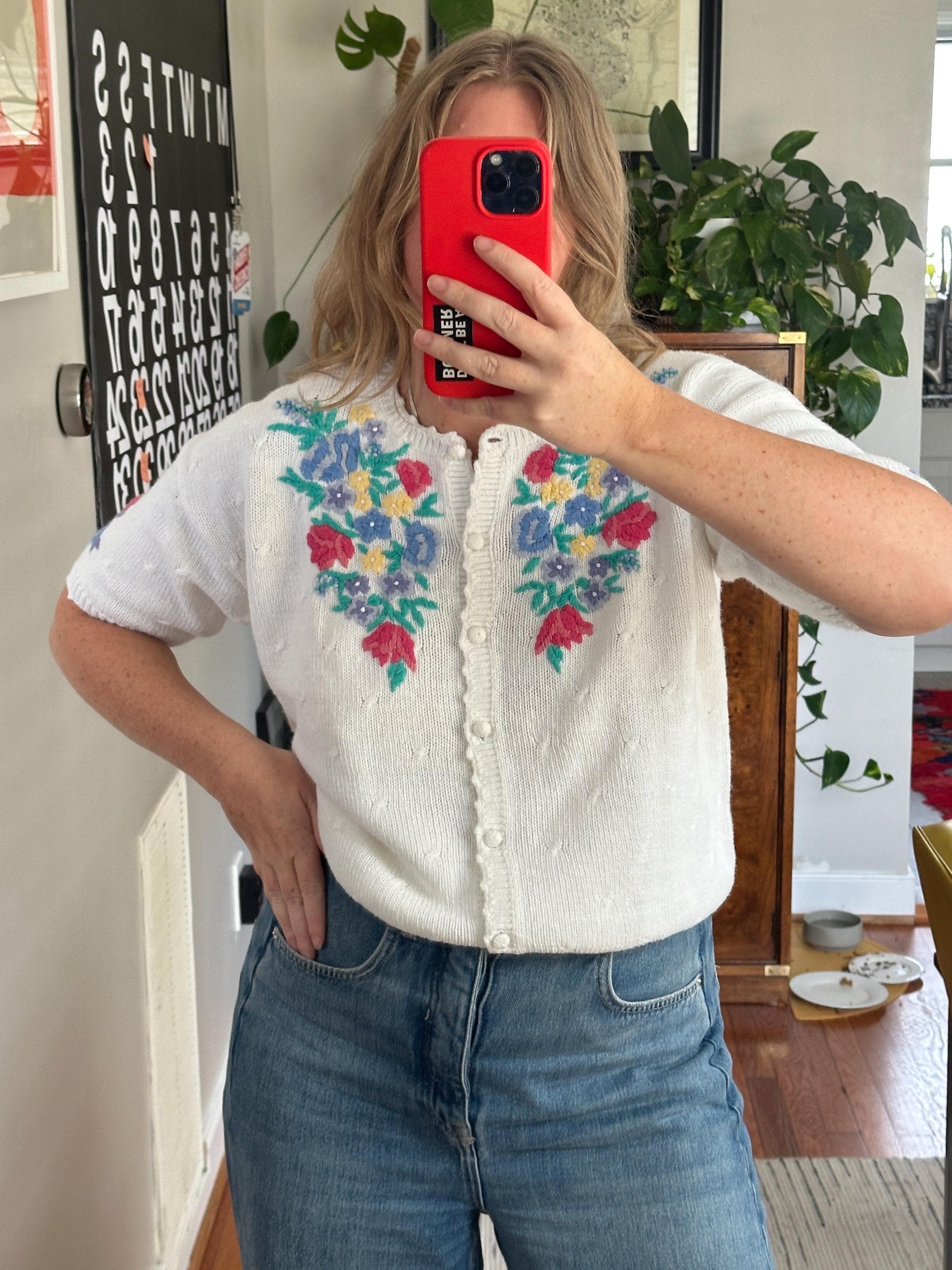 カーディガン US vintage flower cardigan Mavie Cardigan - Carmine Floral - Rails Clothing – Twist Fashions Inc.
