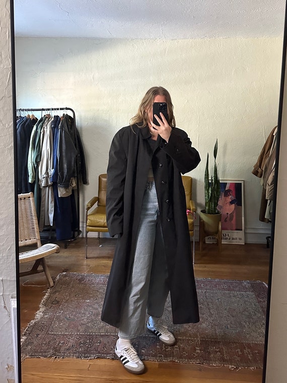 Vintage Dark Gray Trench Coat, dark gray trench, … - image 4