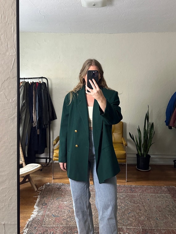 Vintage Green Wool Blazer, green dad blazer, Overs