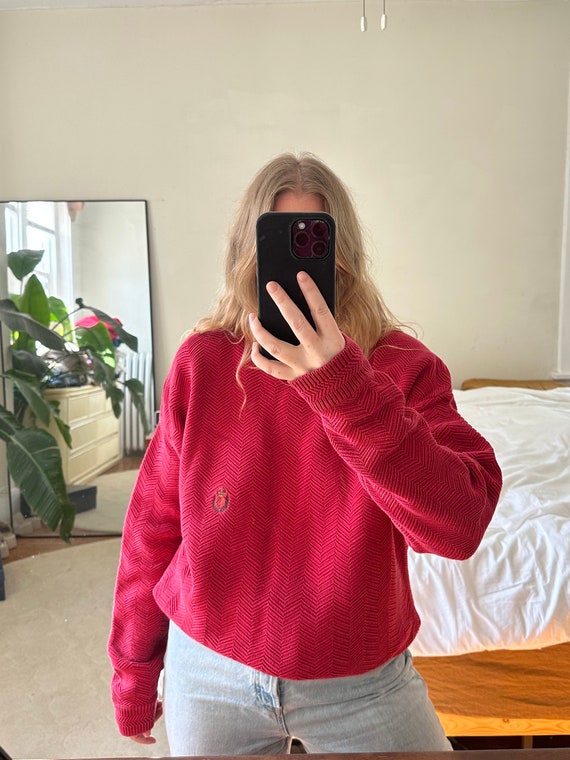 Vintage Red Chaps Sweater, red sweater, Oversized 