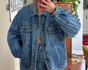 Vintage Budweiser Denim Jacket: Embroidered Logo, Oversized