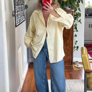 Vintage Yellow Button Down, Oversized yellow shirt, oversized butter yellow button down, boyfriend shirt, Tommy Hilfiger