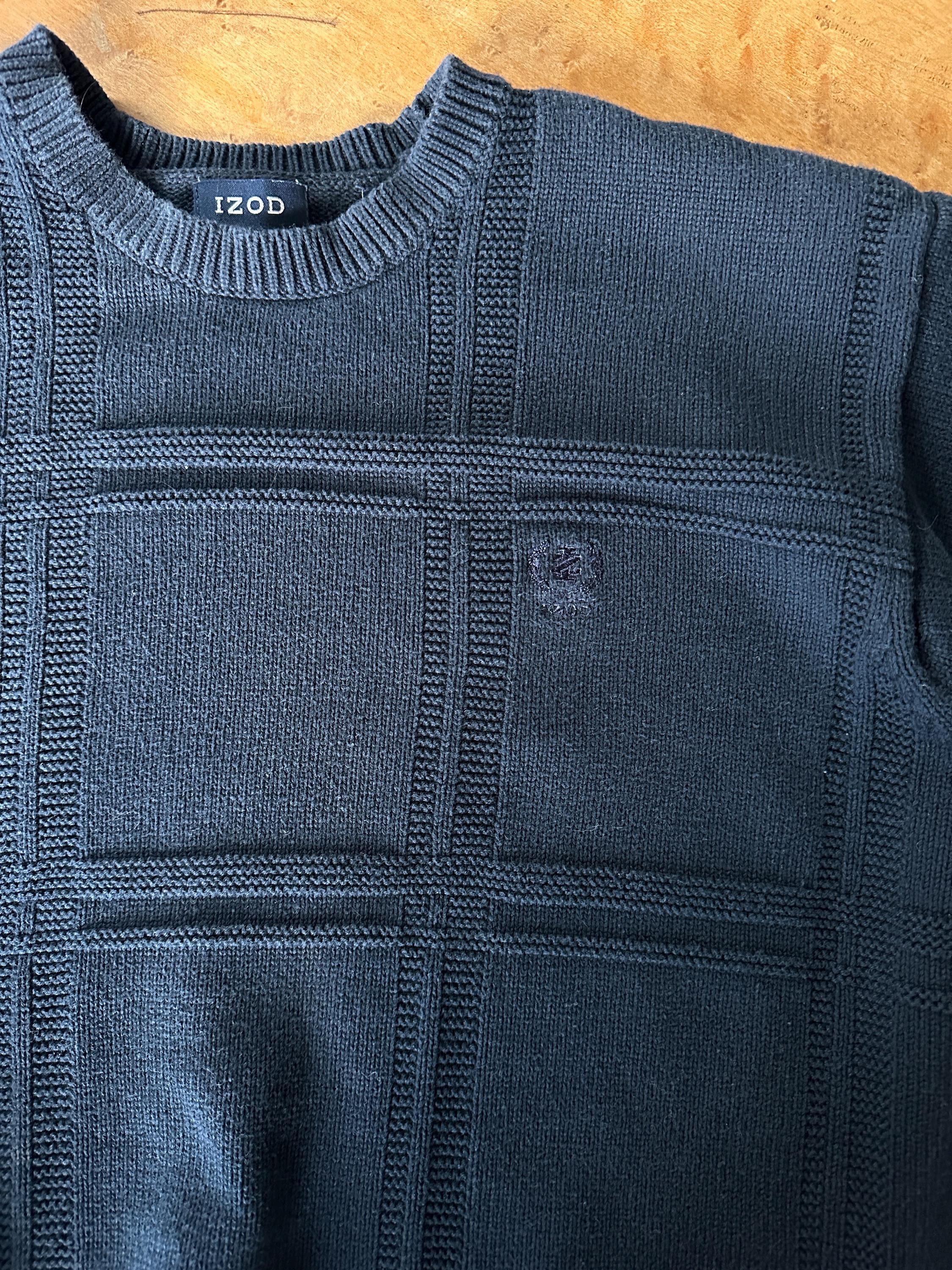 Vintage Izod Navy Windowpane Cotton Sweater - Oversized XL - Etsy