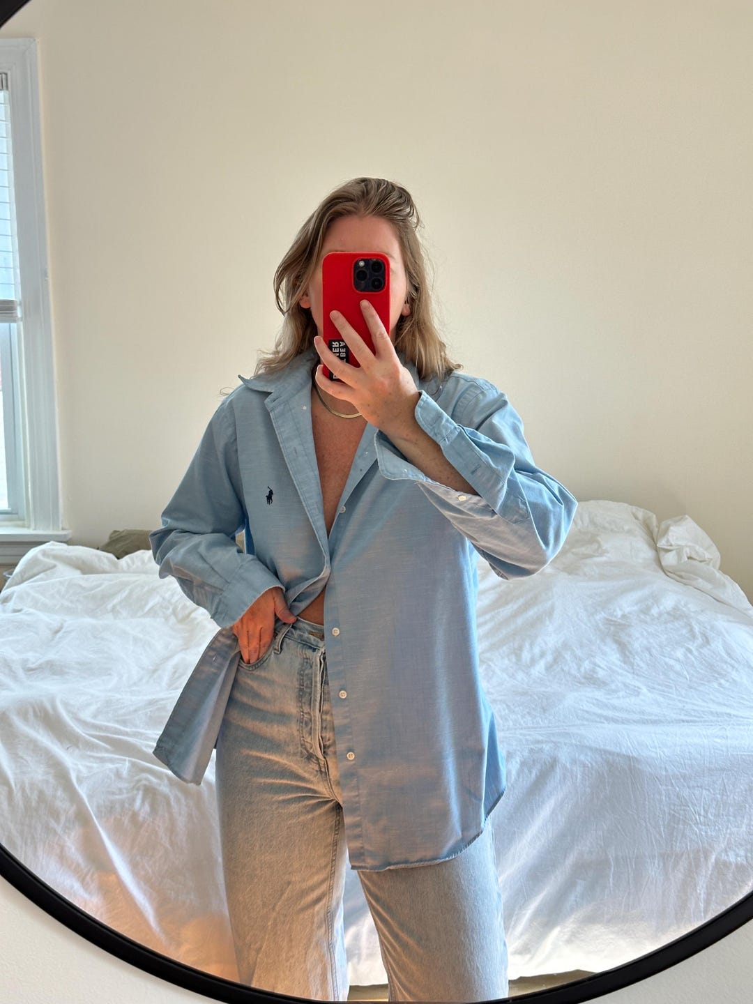 Ralph Lauren Button Down, Baby Blue Shirt, Oversized Blue Shirt ...
