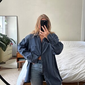 Vintage Oversized Blue Button Down, Oversized Navy Blue Shirt, Boyfriend Shirt, Big Blue Button Down - Etsy Sweden