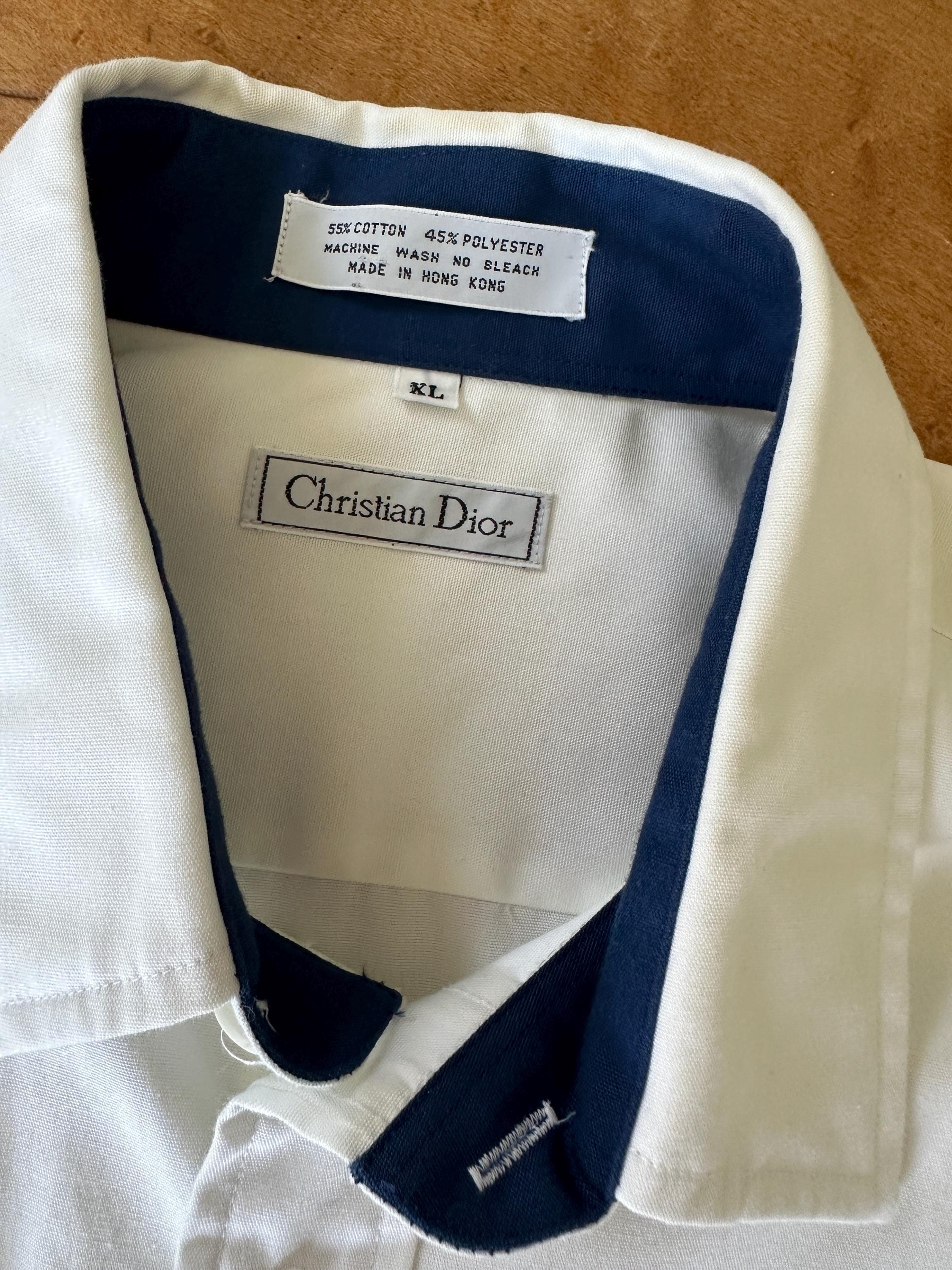 Vintage Christian Dior Shirt XL: White Short Sleeve Button-down - Etsy