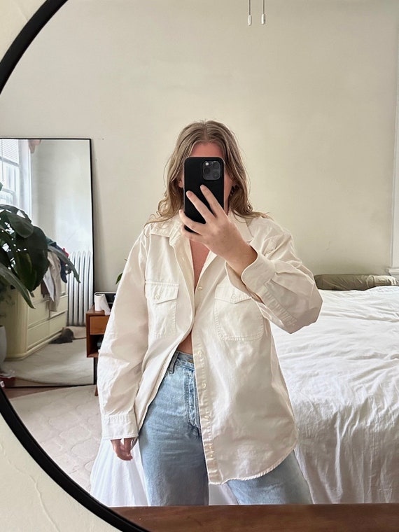 Vintage 90s off-white Button Down, Oversized white