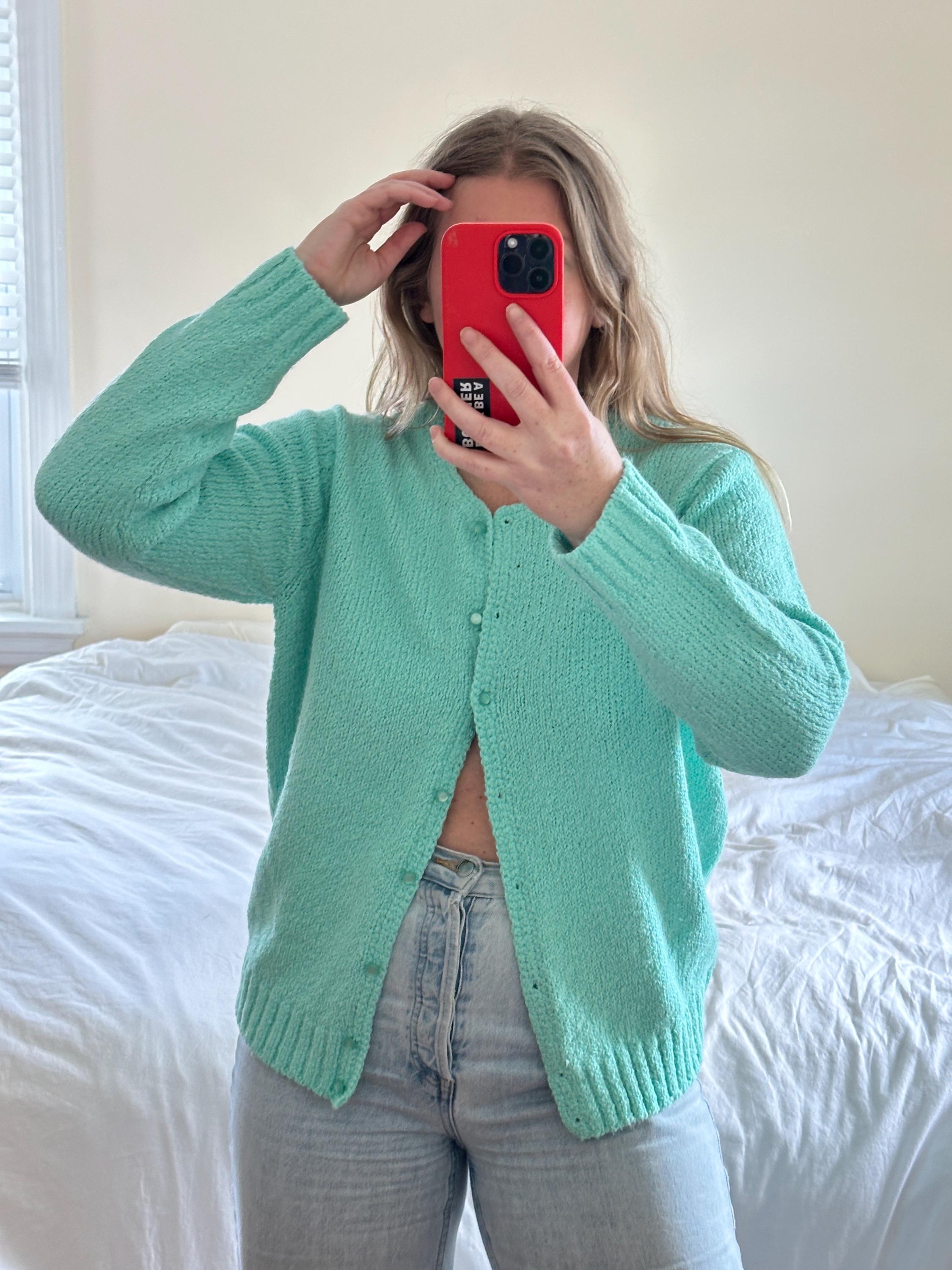 【archive】90s lame green knit cardigan Shag Cardigan-Forest Green – Brandon Thorne