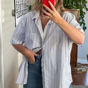 Camicia oversize a righe vintage Nautica: vestibilità squadrata anni &#39;90, taglia 3XL