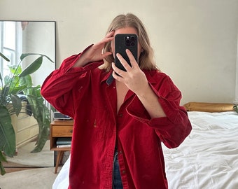 Ralph Lauren oversized red button down, Oversized red shirt, boyfriend shirt, big red button down, oxford