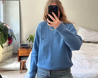 Vintage hellblau Pullover, Oversized himmelblau Pullover, Vintage Kleidung, Blauer Pullover, Chaps