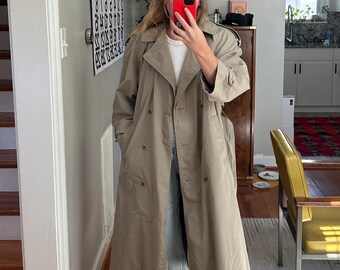 Vintage 80s Beige Trench Coat: Oversized Full Length Mac - Etsy