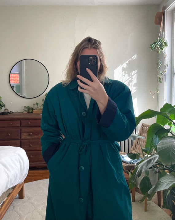 Vintage green trench, green trench, long green ja… - image 5