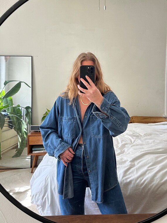 Vintage Button Down, denim shirt, oversized butto… - image 2