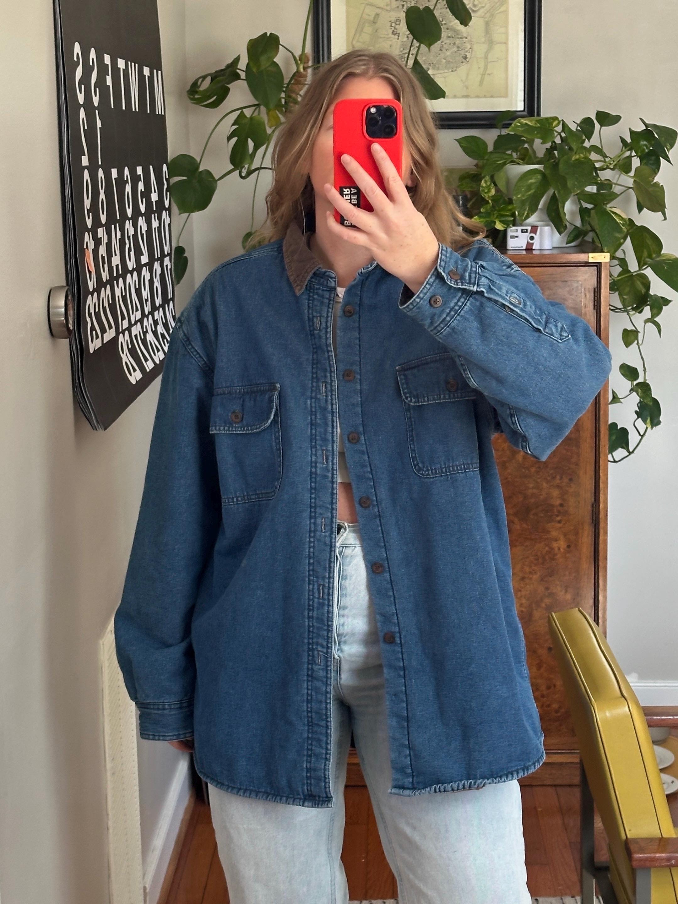 ジャケット・アウター alound oversized vintage denim shirts Vintage Denim Button Down, Oversized Denim Shirt Jacket, Oversized