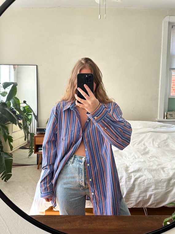 Chaps Ralph Lauren Oversized blue striped Button D