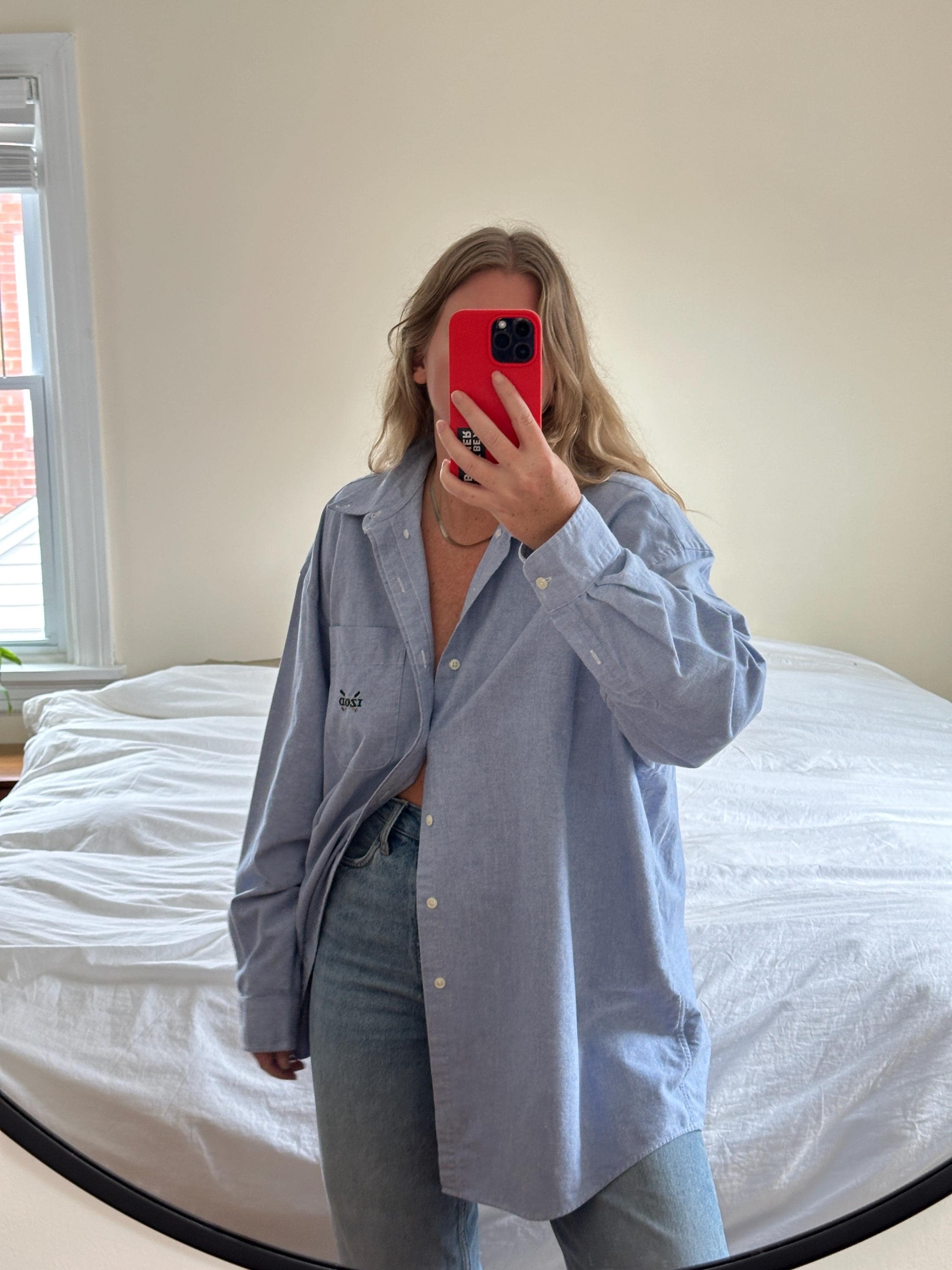 stein OVERSIZED DOWN PATTERN SHIRT ブルー stein / シュタイン】OVERSIZED DOWN PAT SHIRT - BLUE OMBRE