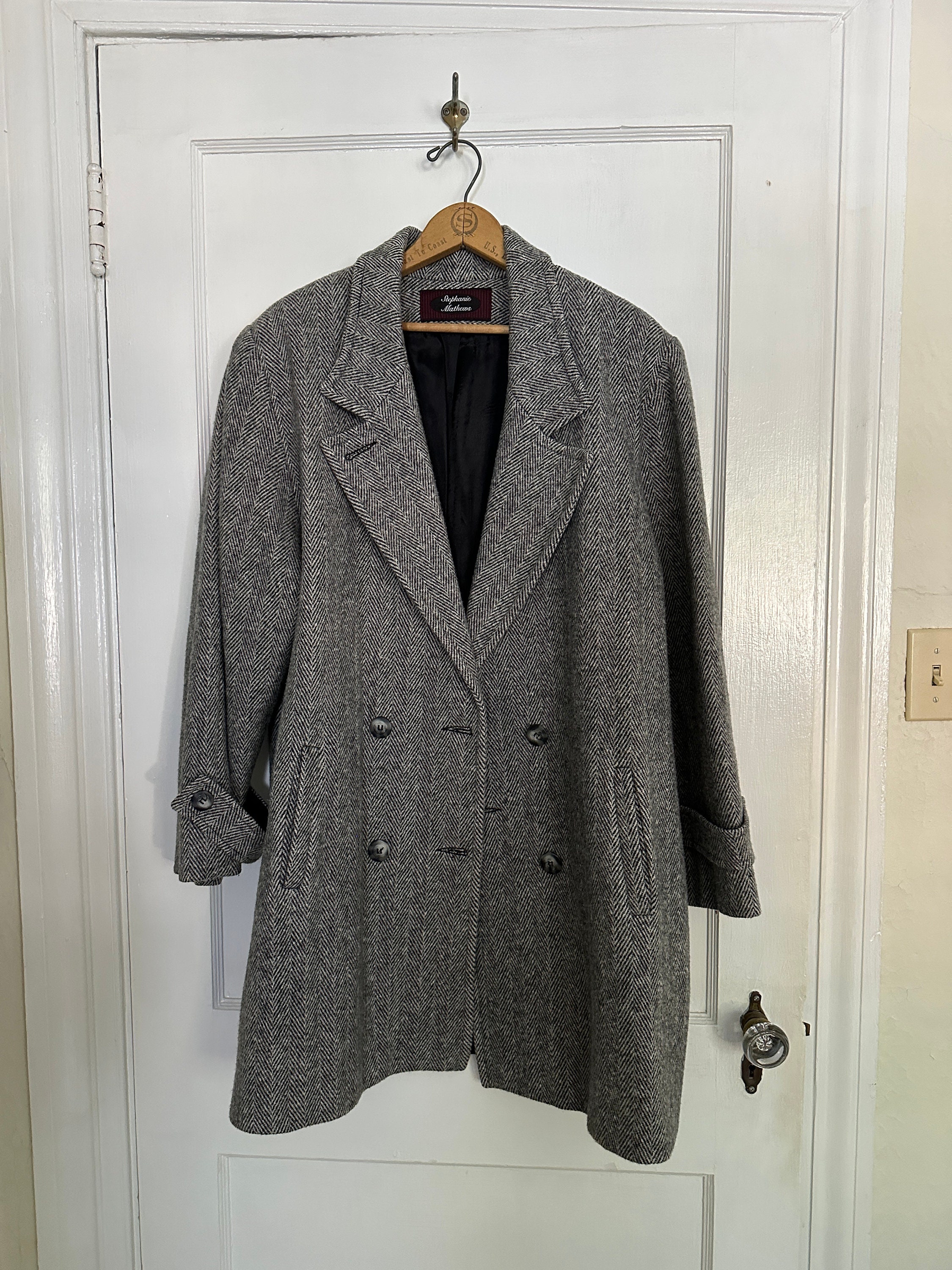 Vintage Grey Herringbone Coat Grey Coat Grey Herringbone - Etsy