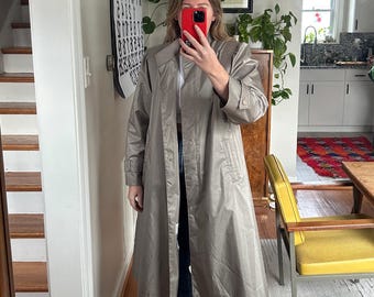 Vintage 80s Tan Trench Coat: Lightweight Gold, Size 10P