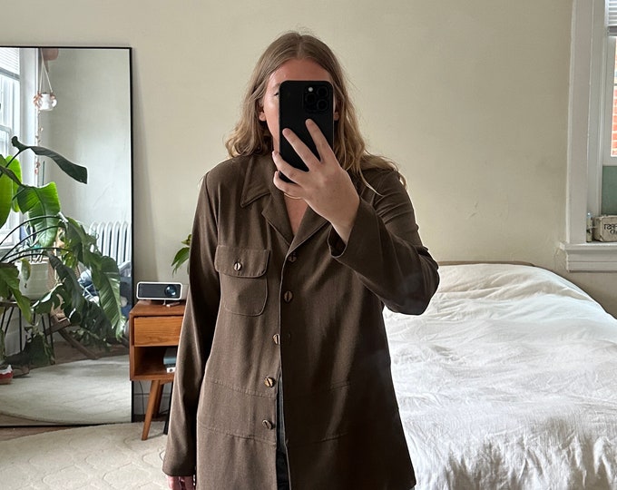 Vintage Brown Stitch Button Up