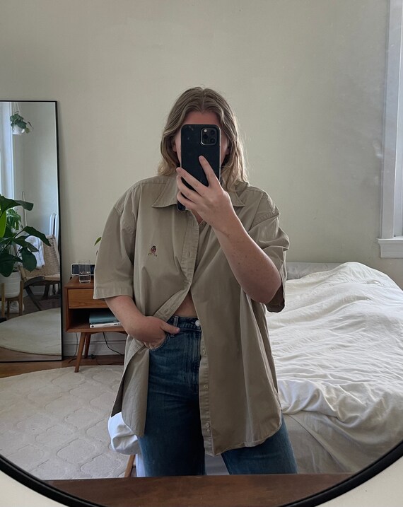 Oversized short sleeve shirt, Cotton Button Down,… - image 2