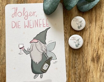 Holger, die Weinfee Postkarte/ Magnet 25mm