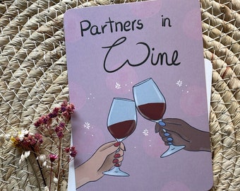 Partners in Wine / beste Freundinnen Karte / Postkarte