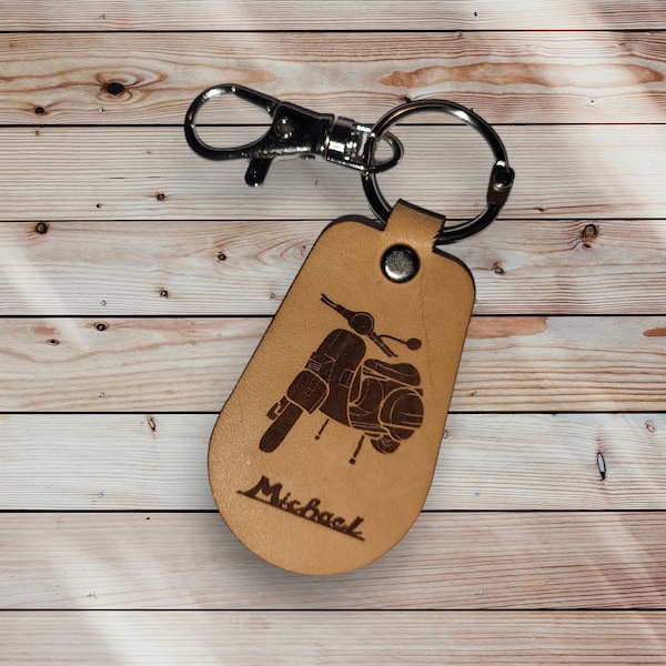 Schlüsselanhänger Vespa personalisiert - Leder Geschenk Vespa PK, PX, Cosa, GTS