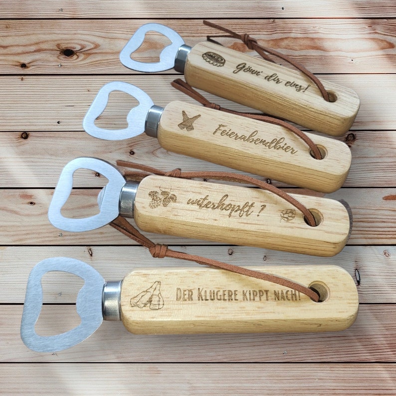 Holz Flaschenöffner Mit Gravur - Bierhobel Design Männergeschenk